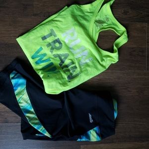 Athletic wear capris & loose fit racerback tank
